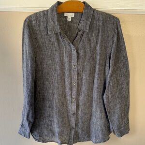 J. Jill Love Linen Slate Gray Linen Button-Down Shirt